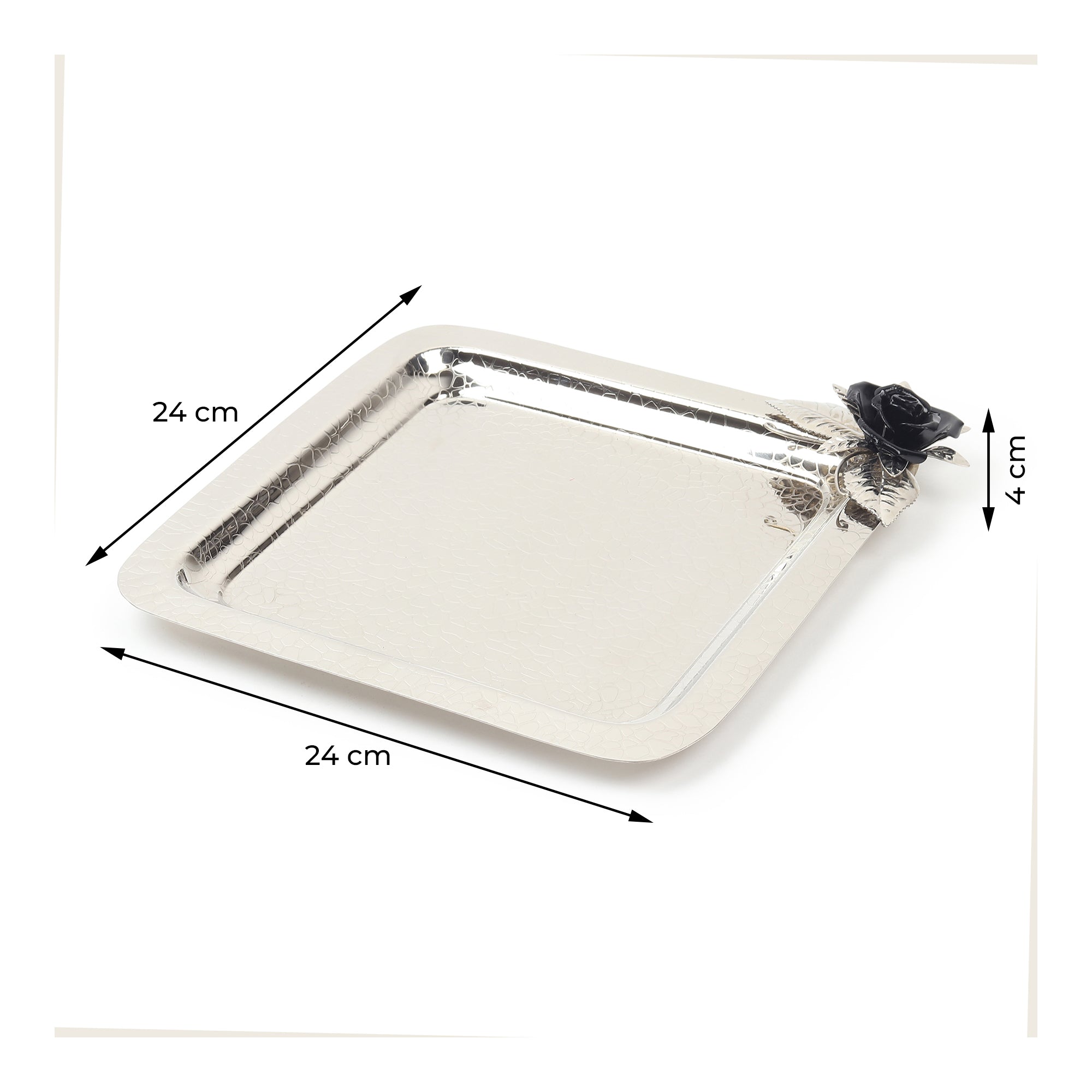 Petal Eclat Black Square Tray