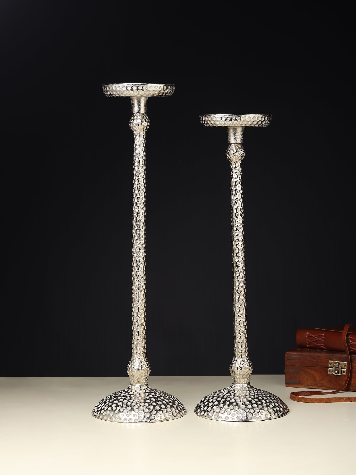 Harrington set of 2 silver candle holders
