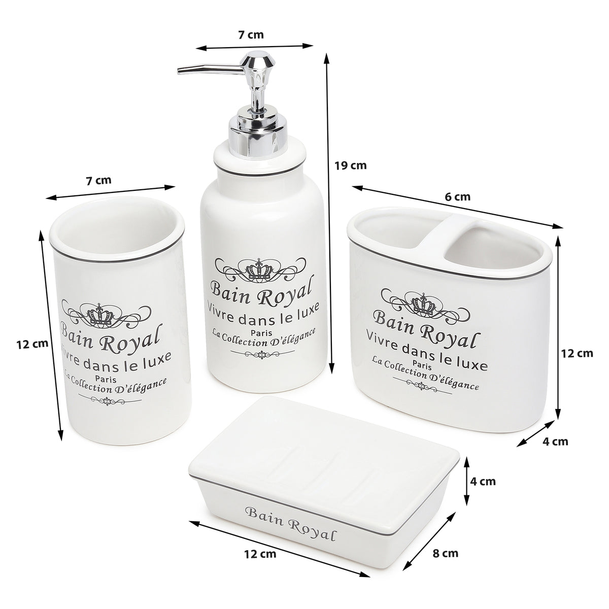 Belle Cour Bathroom Set of 4 White