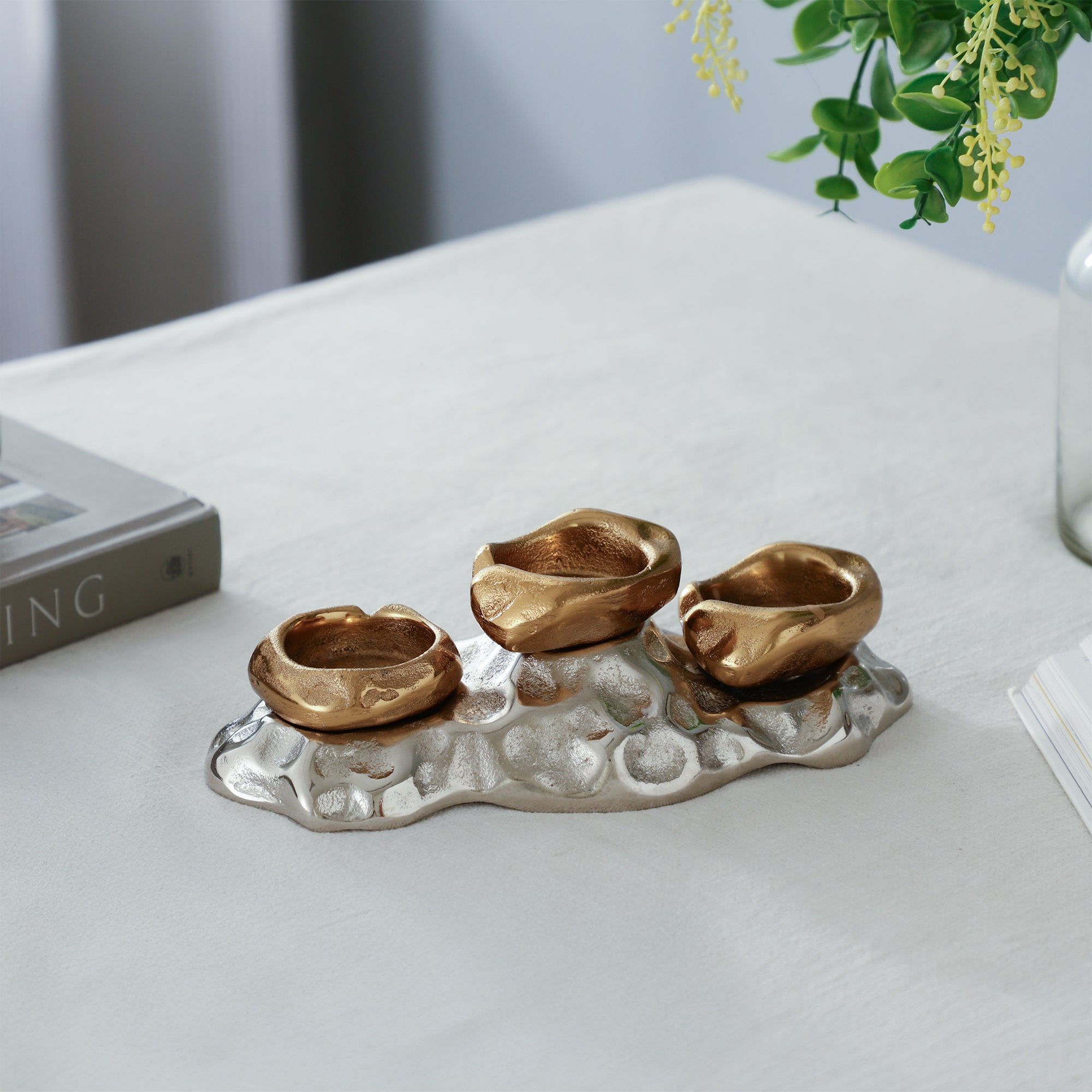 Eclora small T-Light holder in Gold & Silver