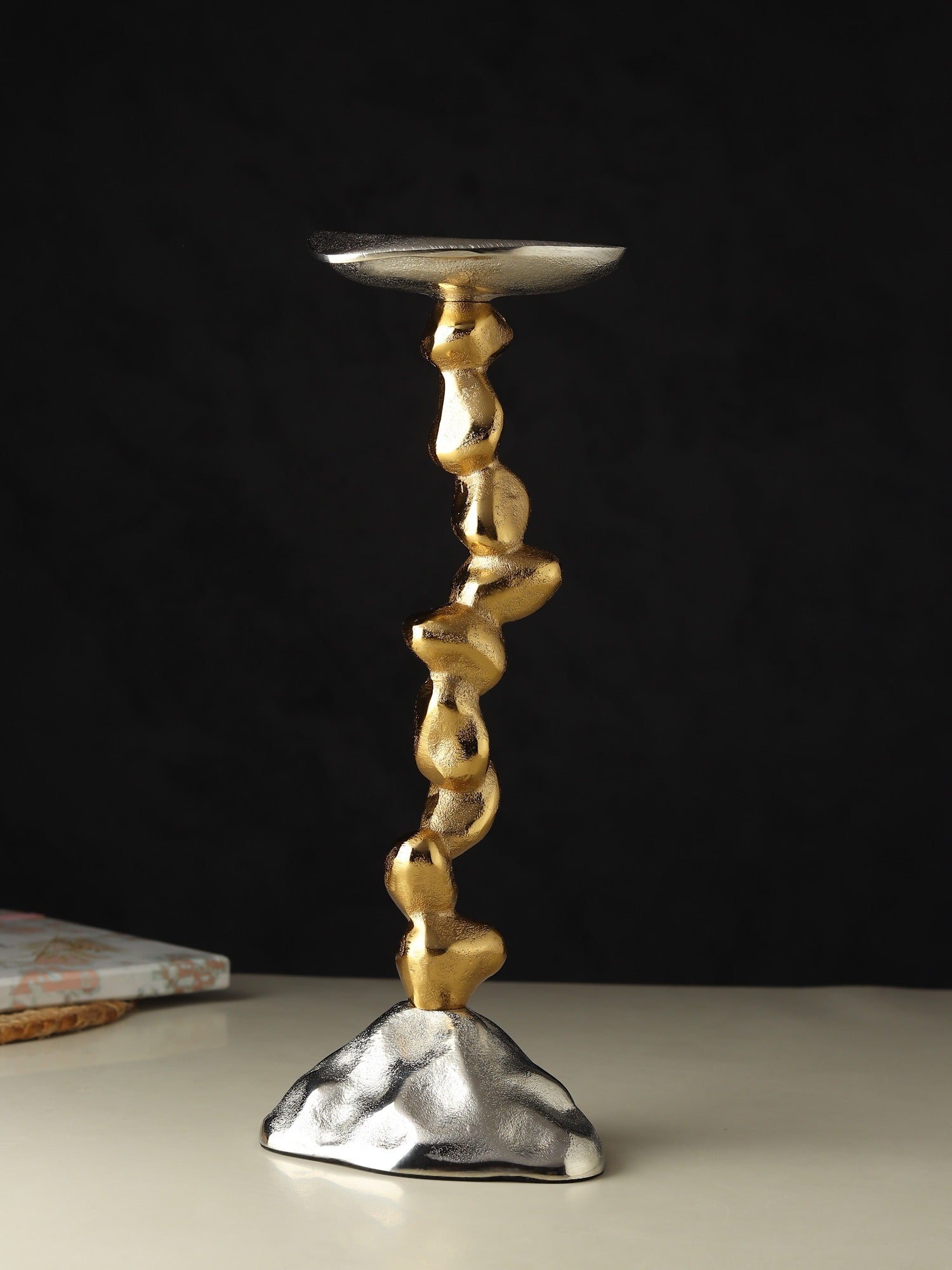 Stones Orivia Candle Holder Large Silver