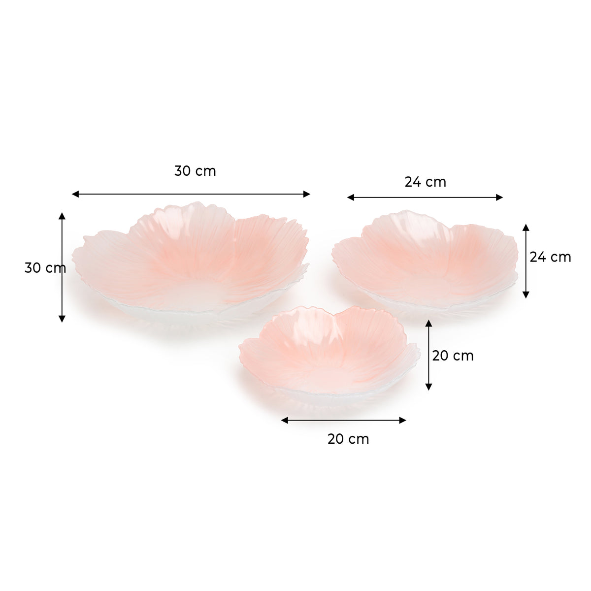 Harlequin Pink Glass Bowl Set of 3