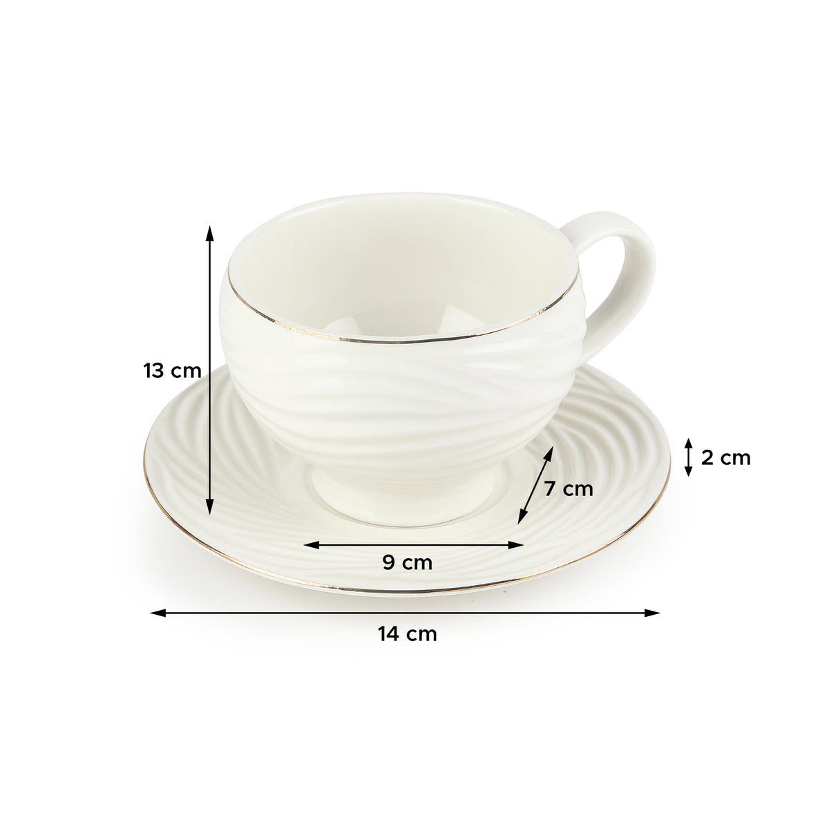 Tide Cup & Saucer 24K Gold Set of 6