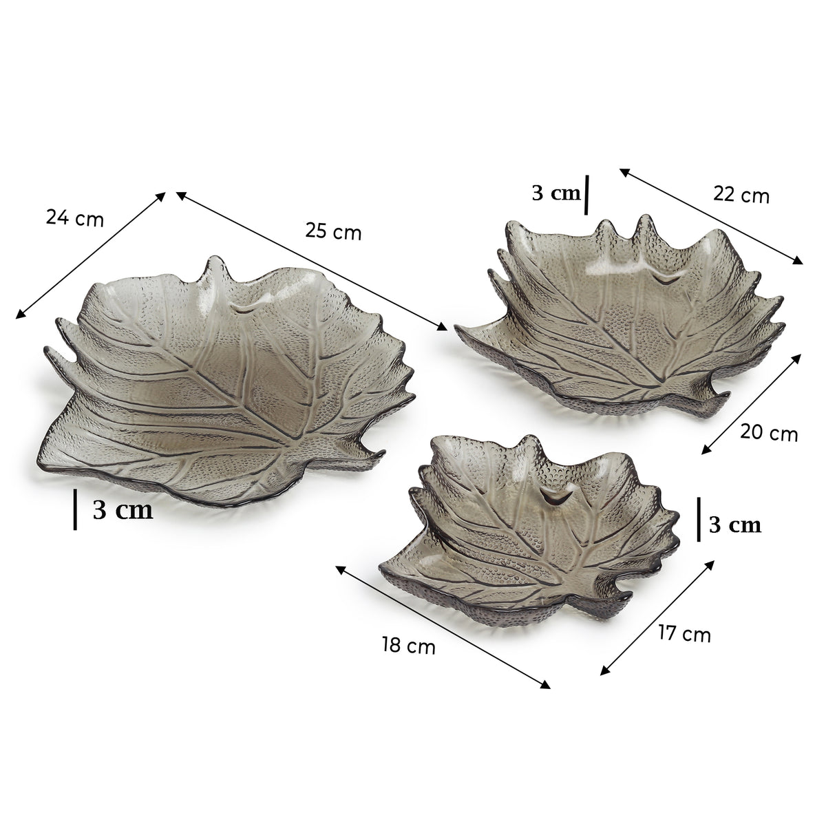 Slate Black Glass Bowl Set of 3