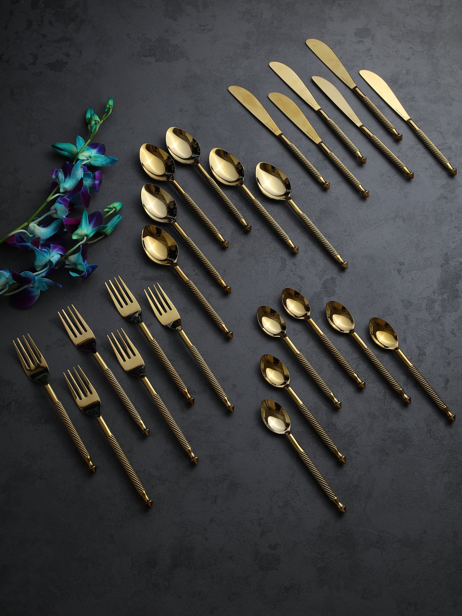 Brio Cutlery set of 16 & 24  in Gold