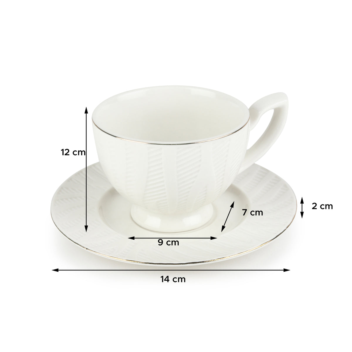 Swirl Cup & Saucer 24K Gold Set of 6