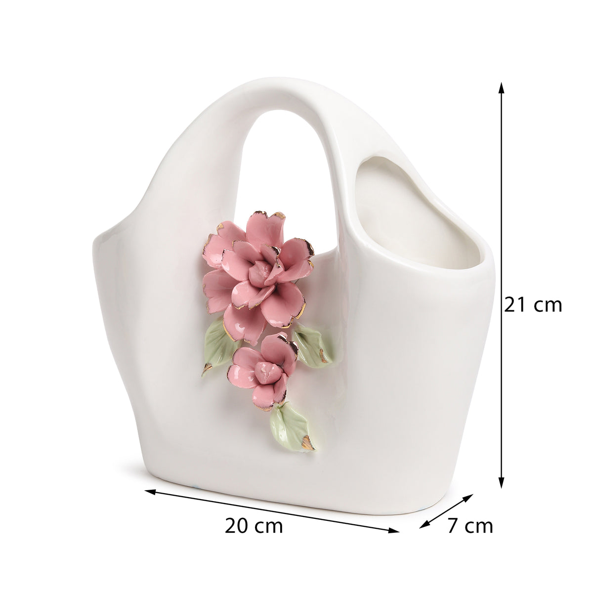 Handbag Fleur Porcelain Vase White