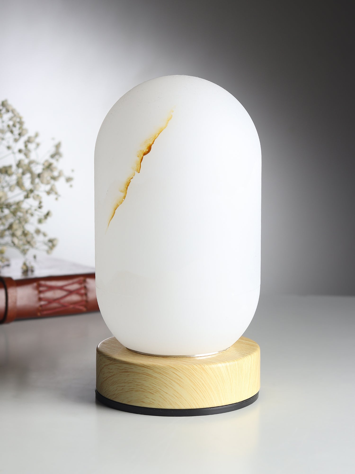 Opaline Natural Wood Table Lamp