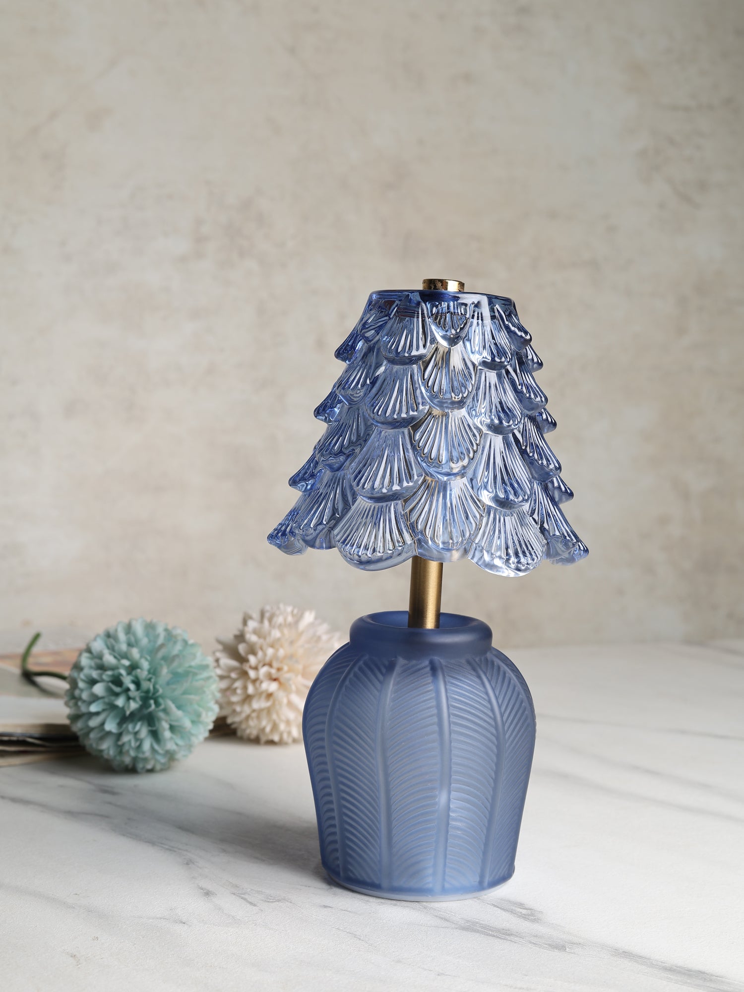 Marcelle Mini Crystelle Blue  Glass Lamp