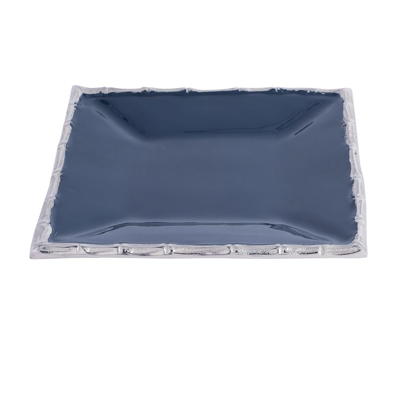 Alf Vine Square Tray Platter In Blue Enamle Silver Finish