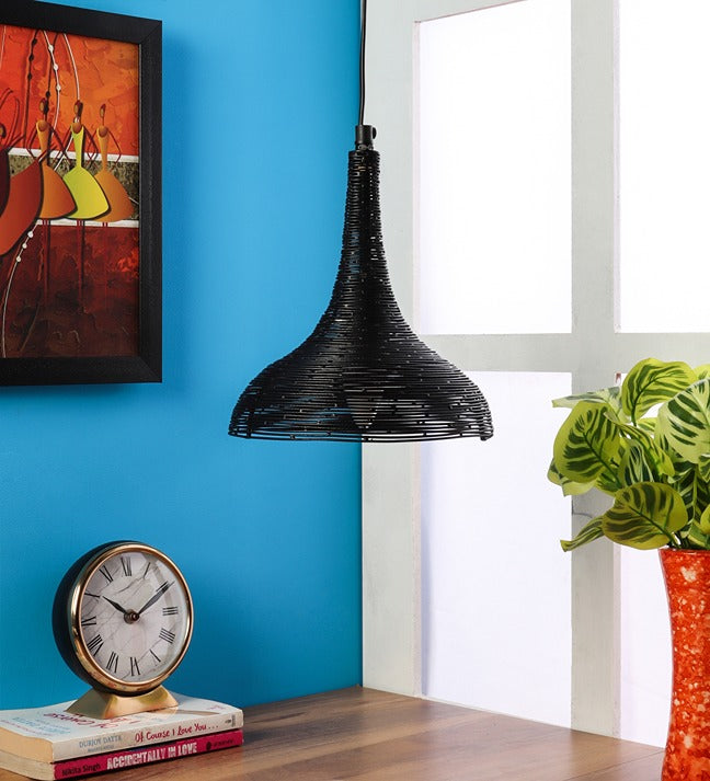 The Shimmering Funnel Pendant light in Jet black finish