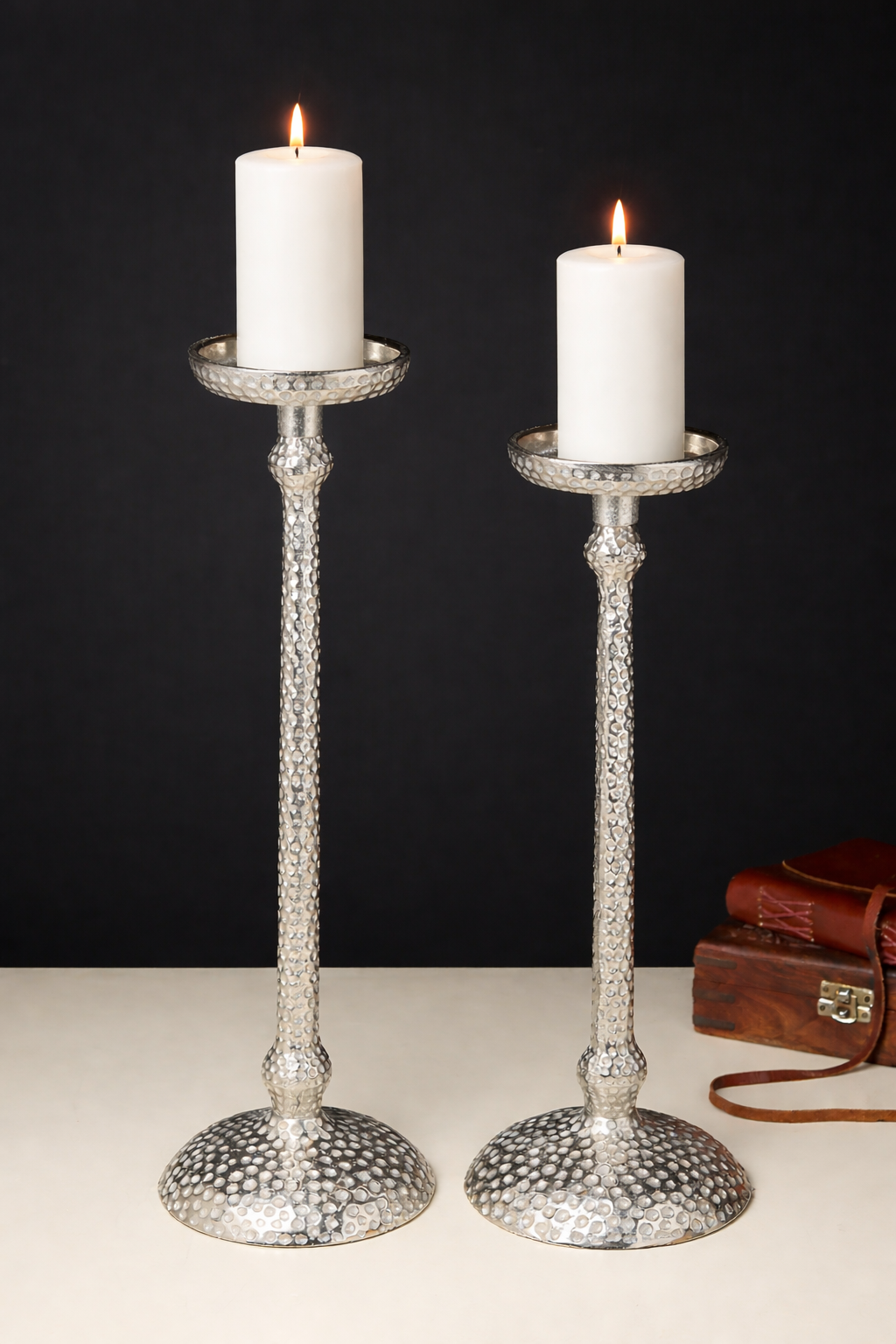 Harrington set of 2 silver candle holders