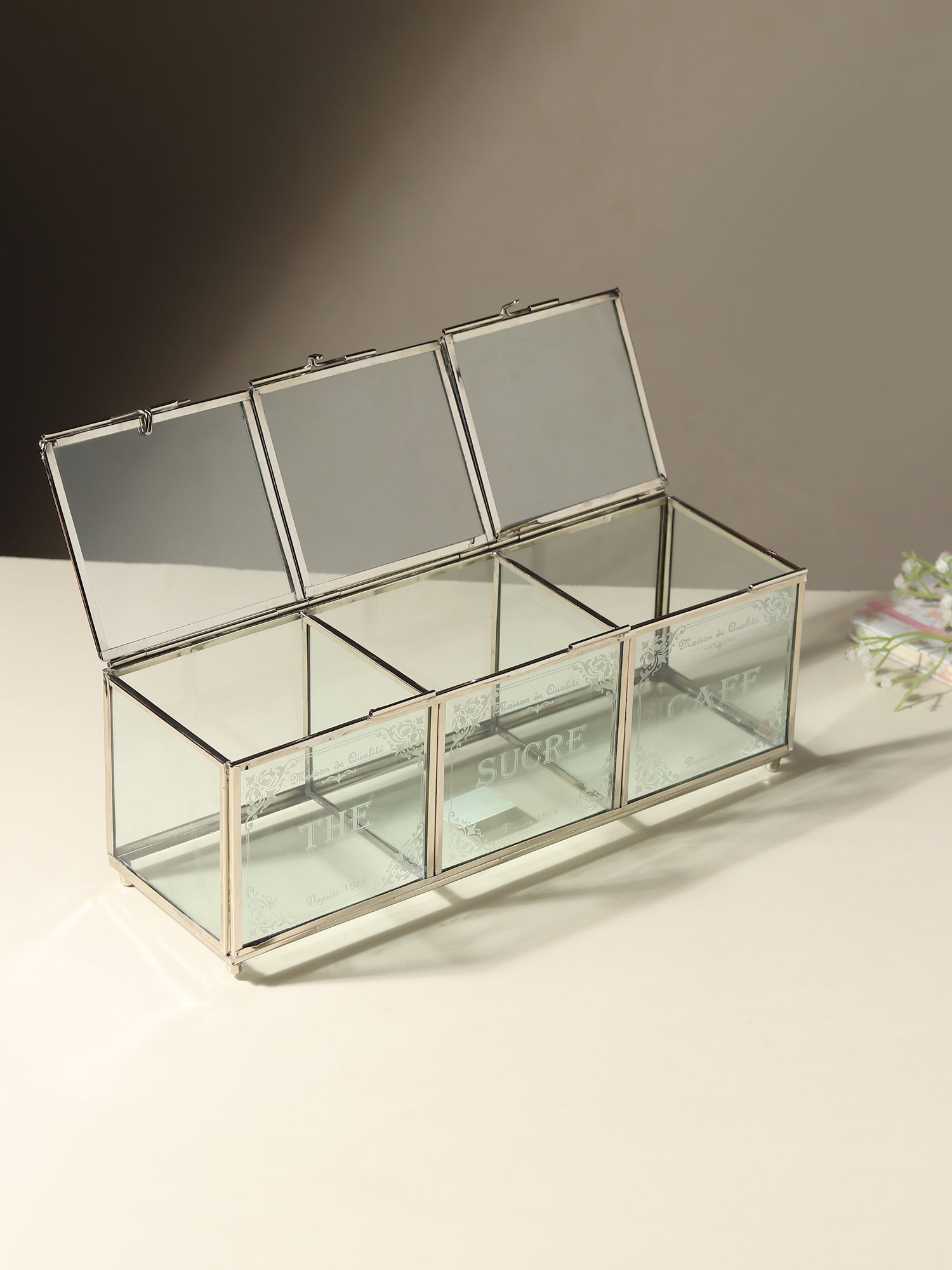 Elanoire Silver Glass Storage Box