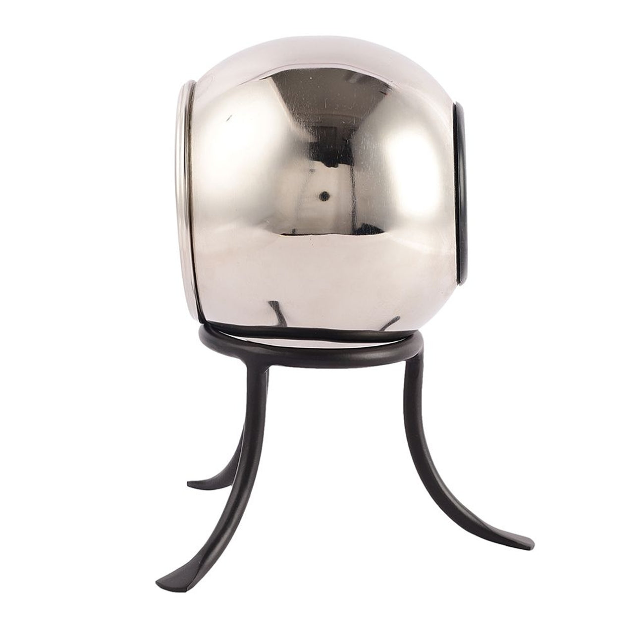 Seated Sphere Table Clock in Silver & Black Colour