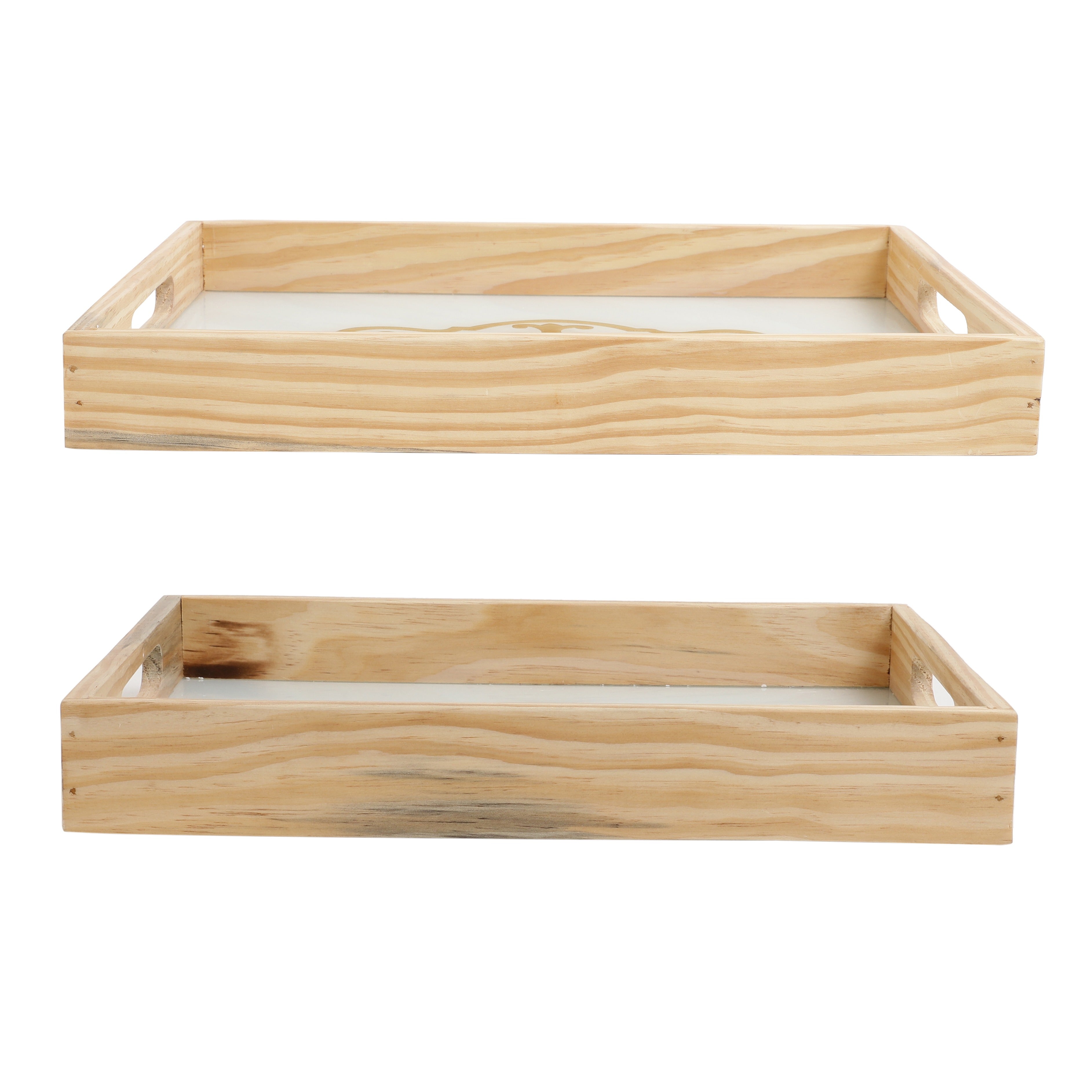 Zamora Embossed Glass Serving Tray Set of 2