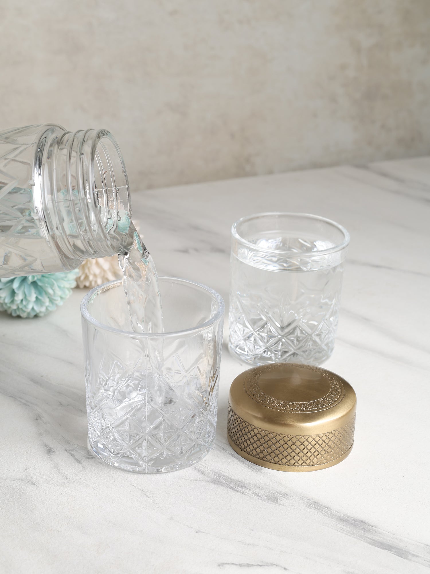 Brass Verre Prism Bottle & Glass Set