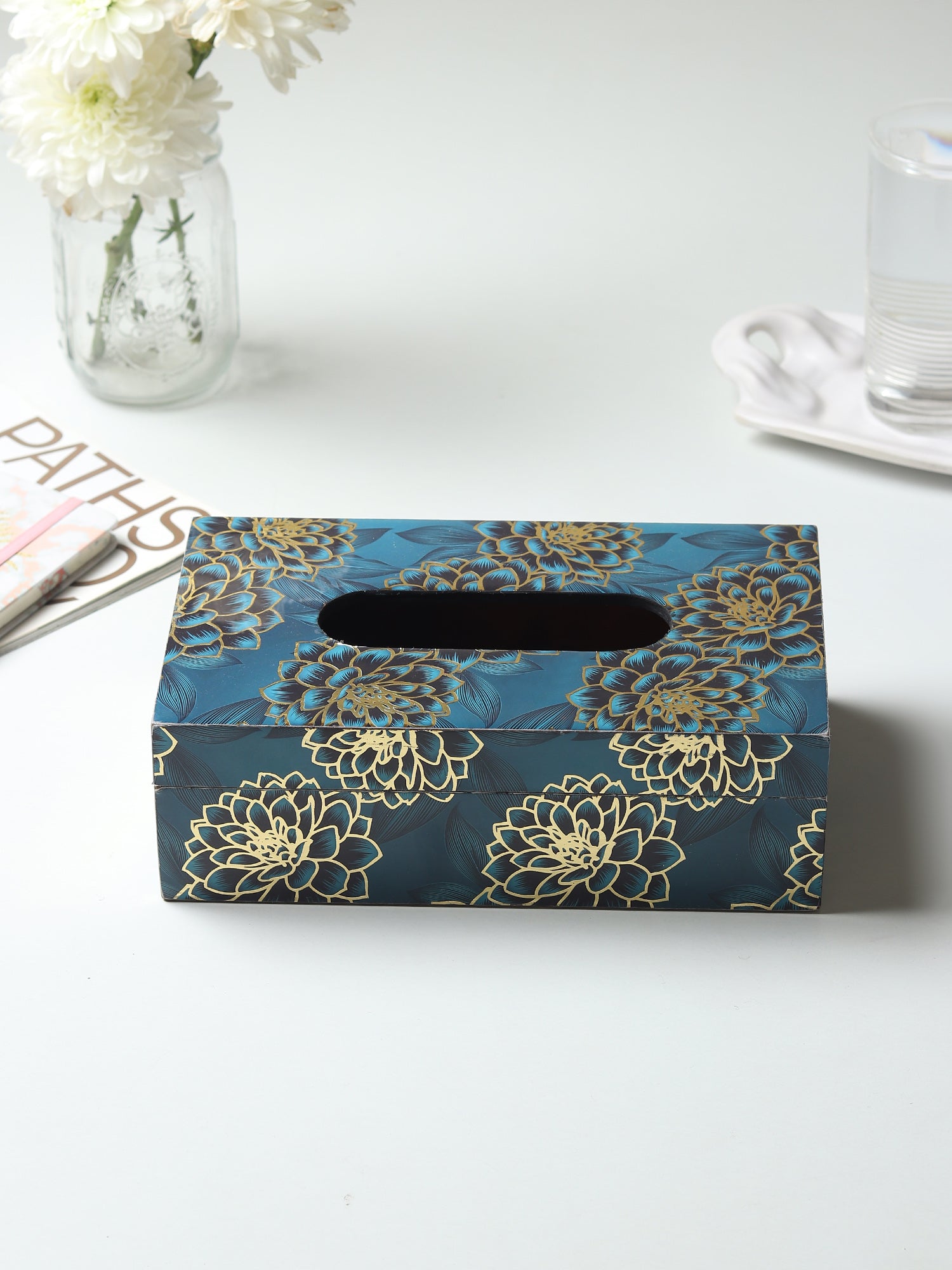 Sapphire Wreath Wooden Tissue Box Holder