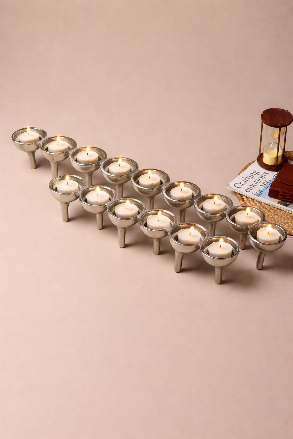 Rivera Candle & T-Light Holder –  Set of 2 in Silver
