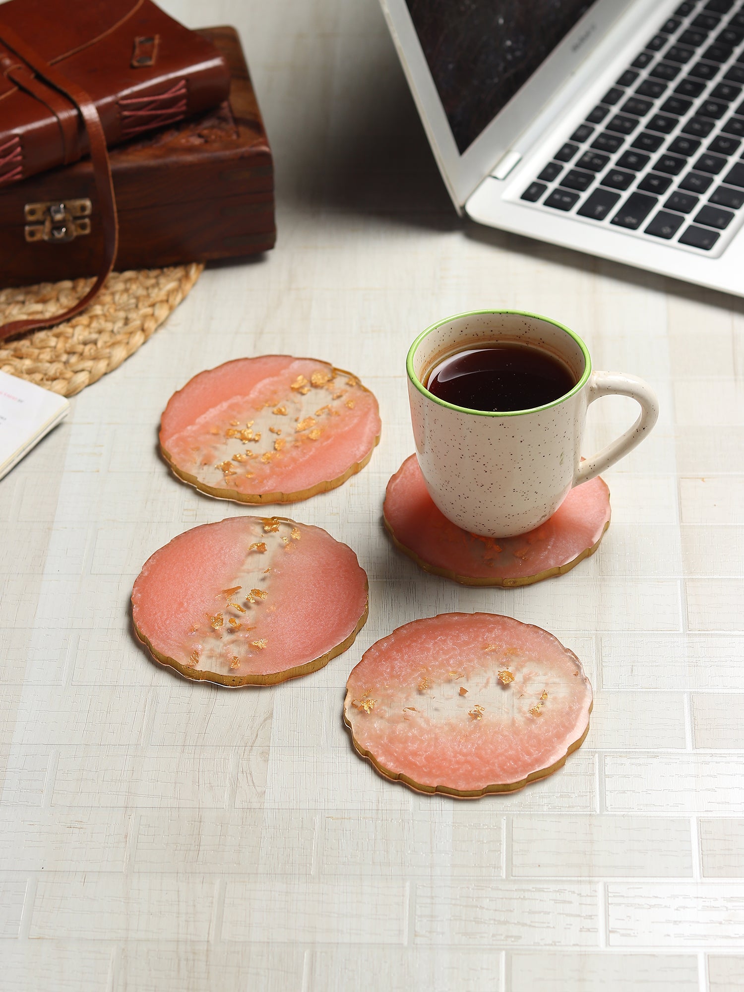 Pink Petal Coaster Set