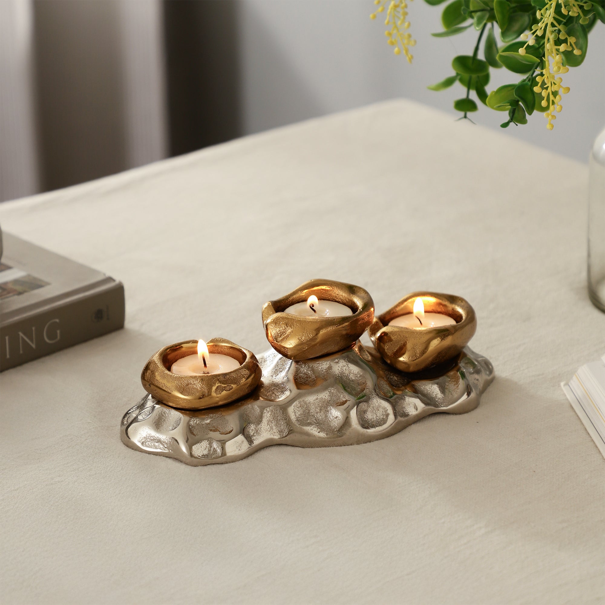 Eclora small T-Light holder in Gold & Silver