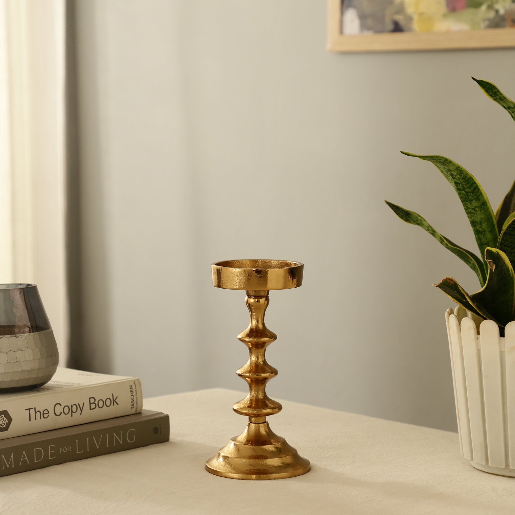 Ebon Whisper small Gold Candle holders