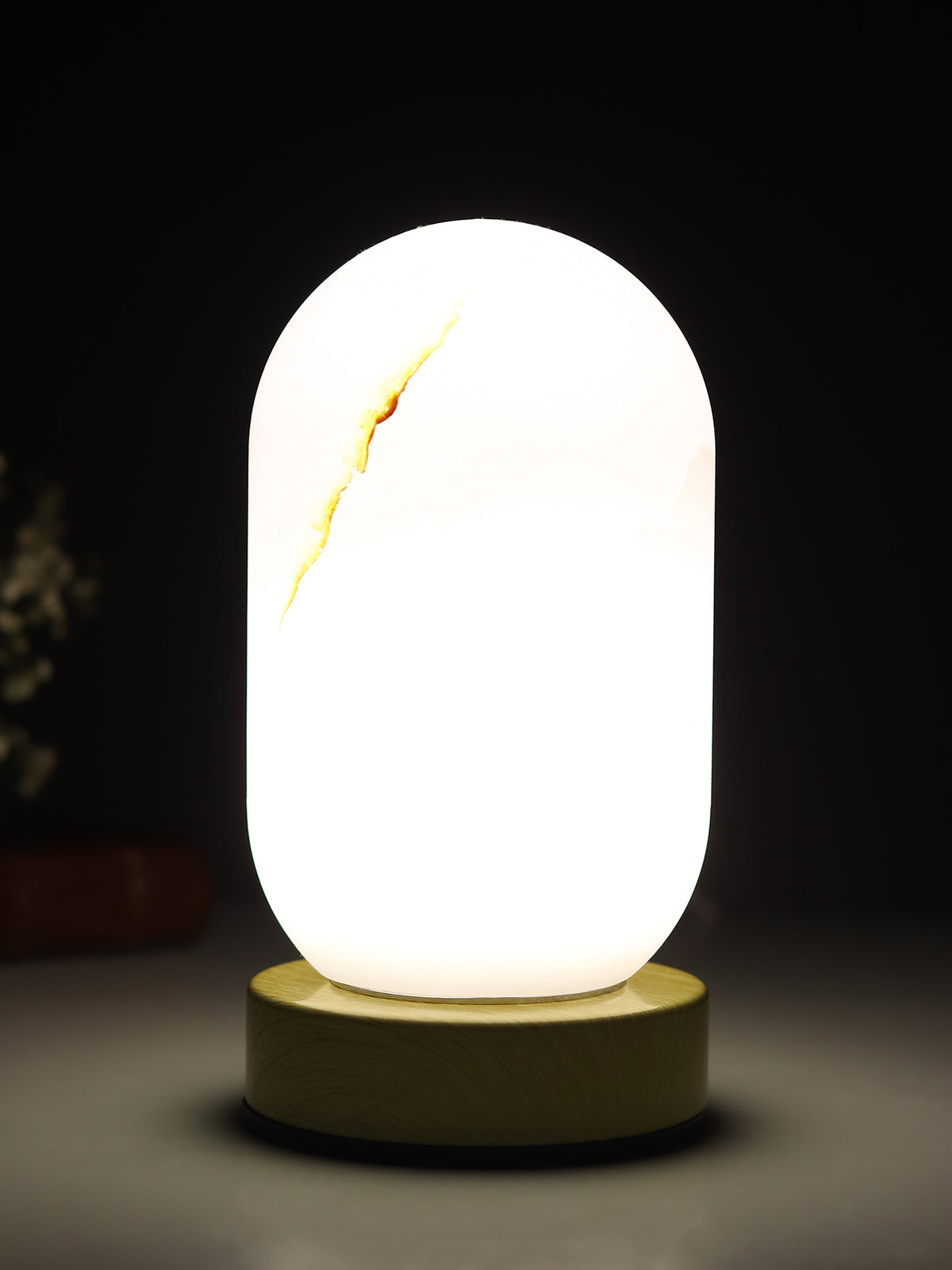 Opaline Natural Wood Table Lamp