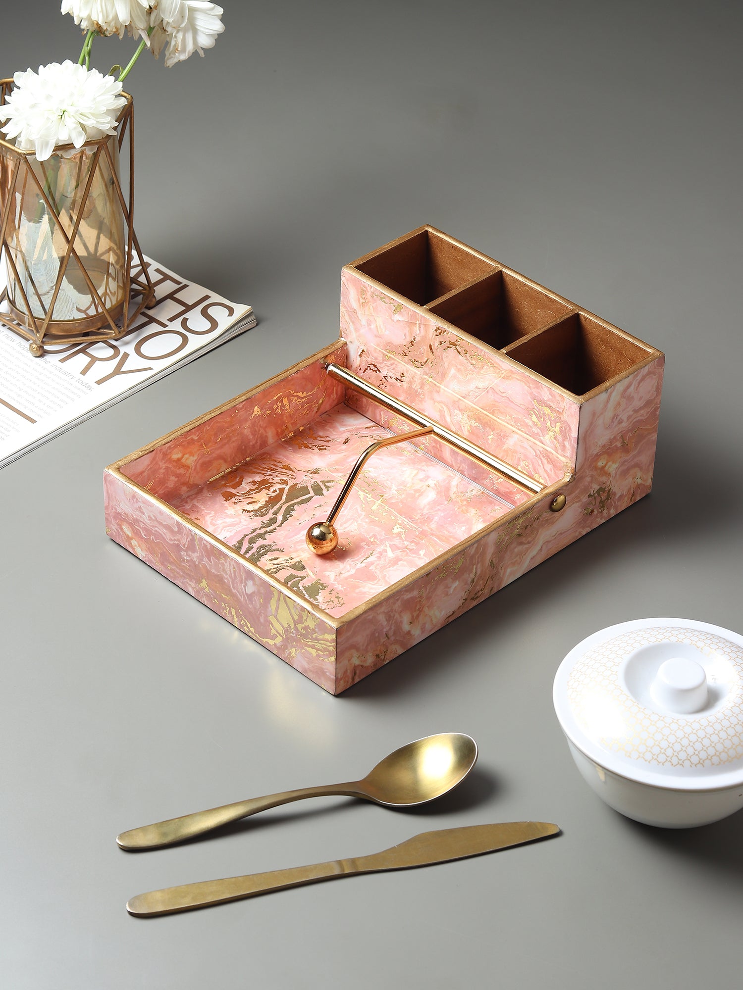Rosa Perlino Cutlery and Tissue Holder