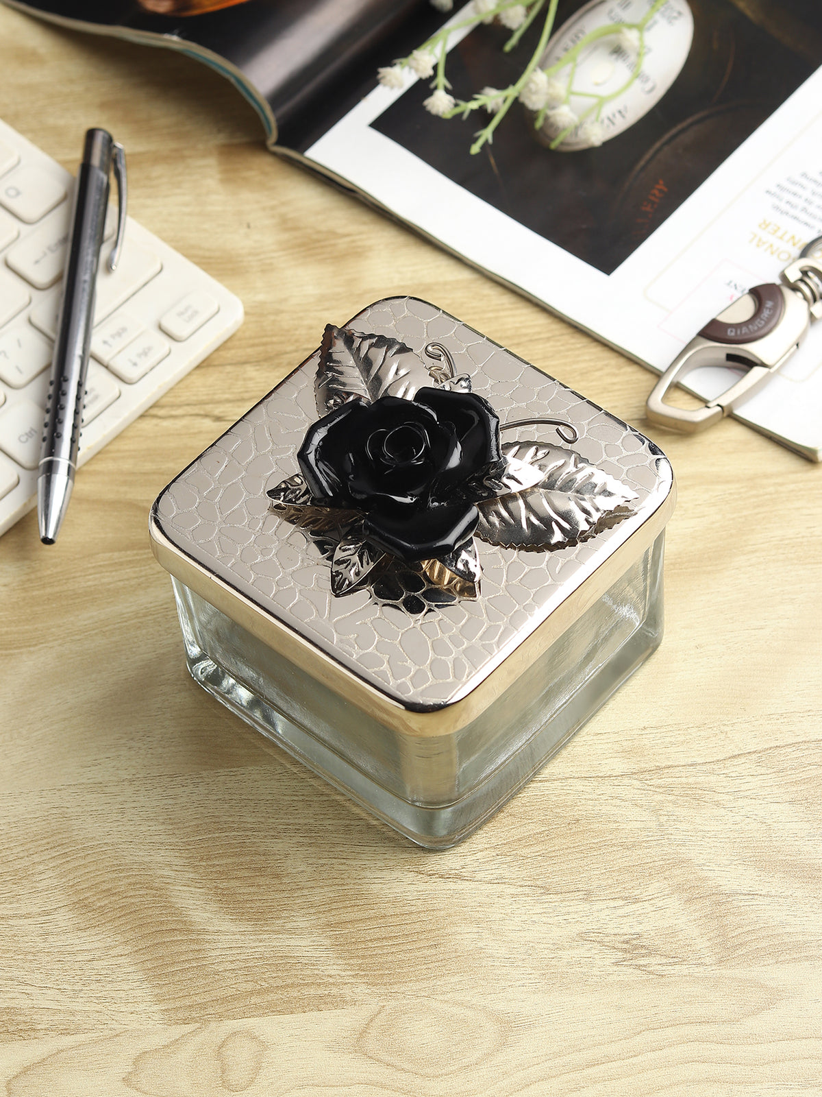 Petal Eclat Black Square Storage Box
