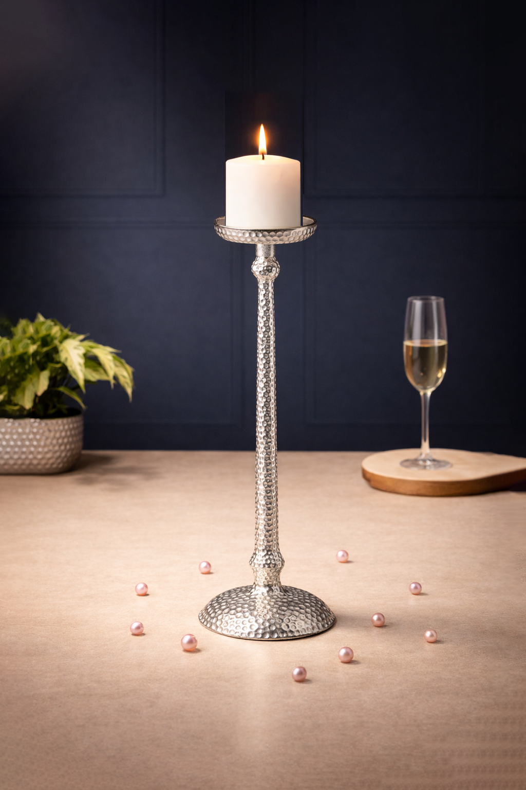 Harrington Large Silver candle holder