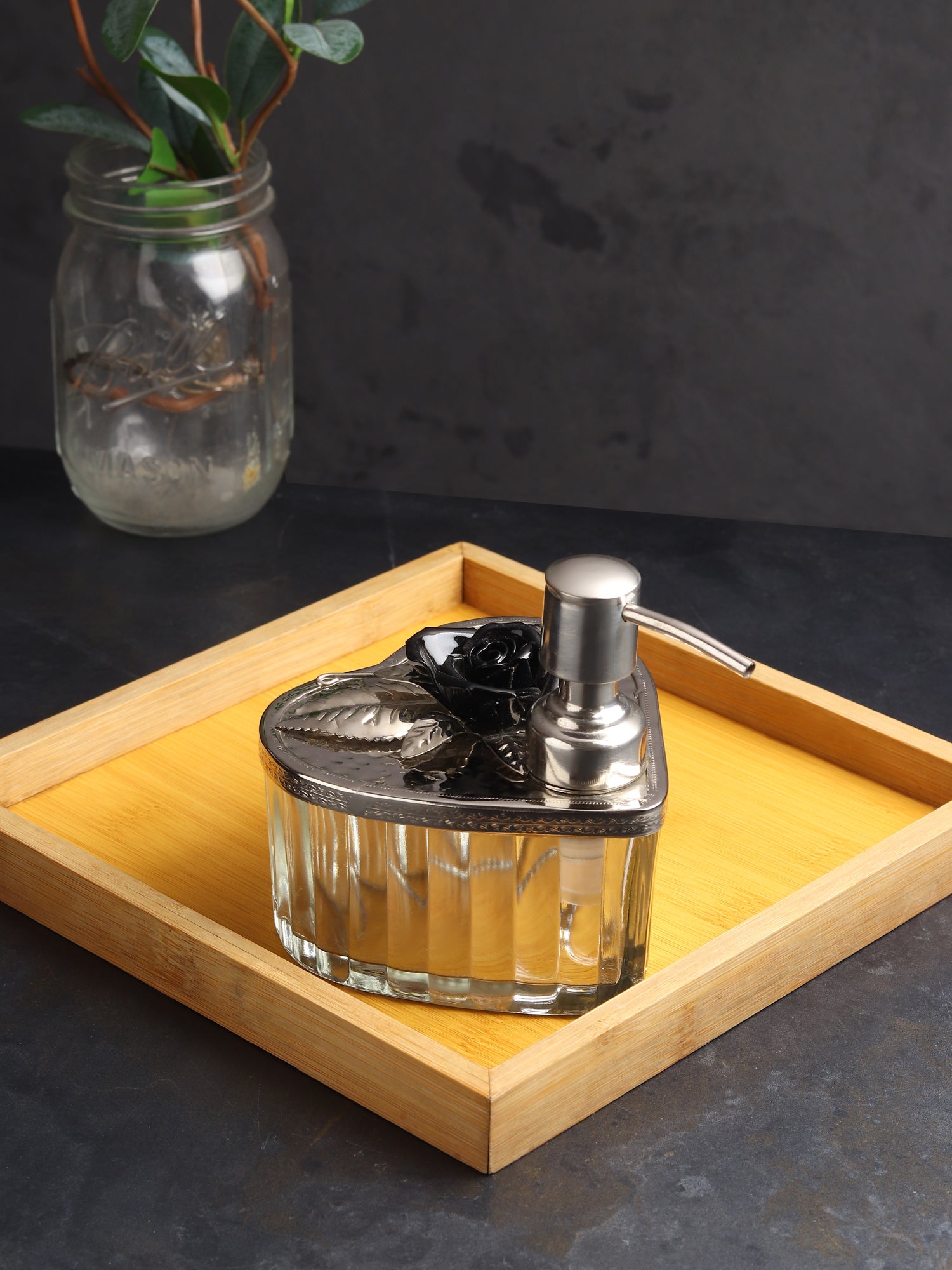 Petal Eclat Black Glass Dispenser