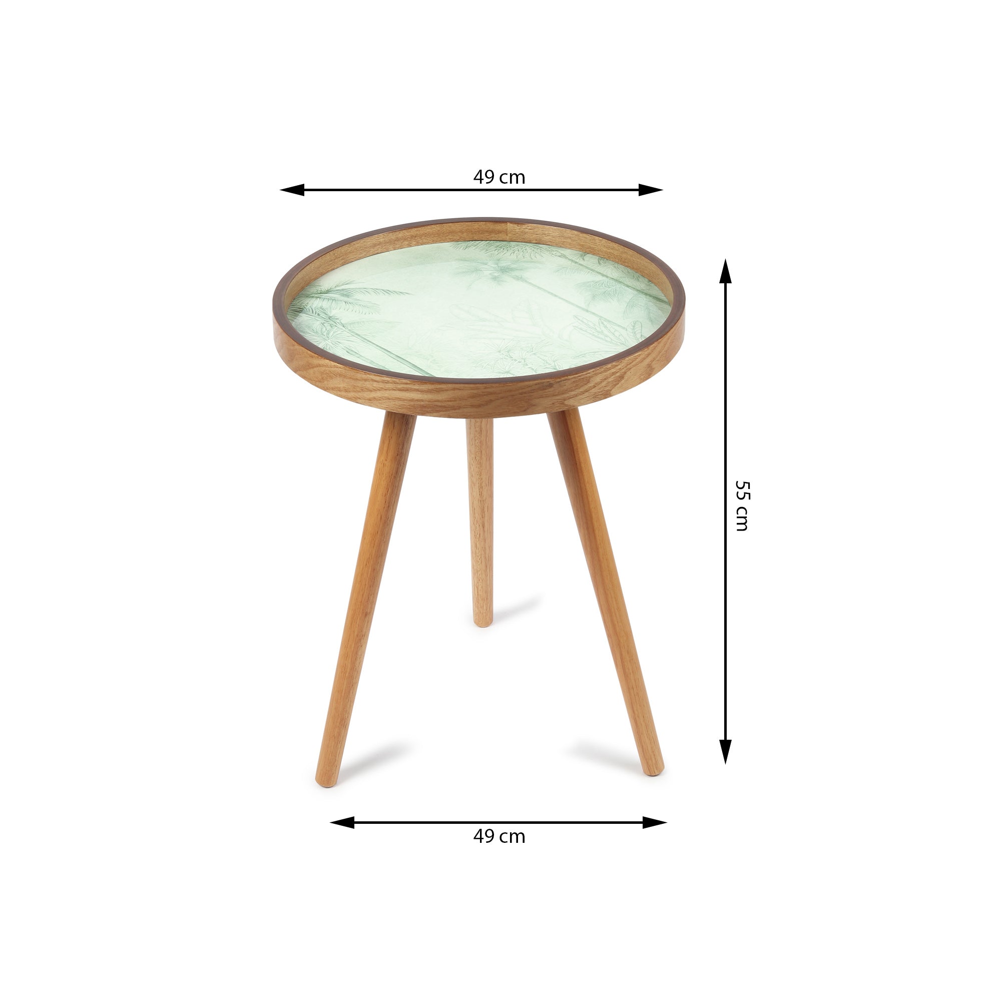 Round Wooden Side Table Set of 2