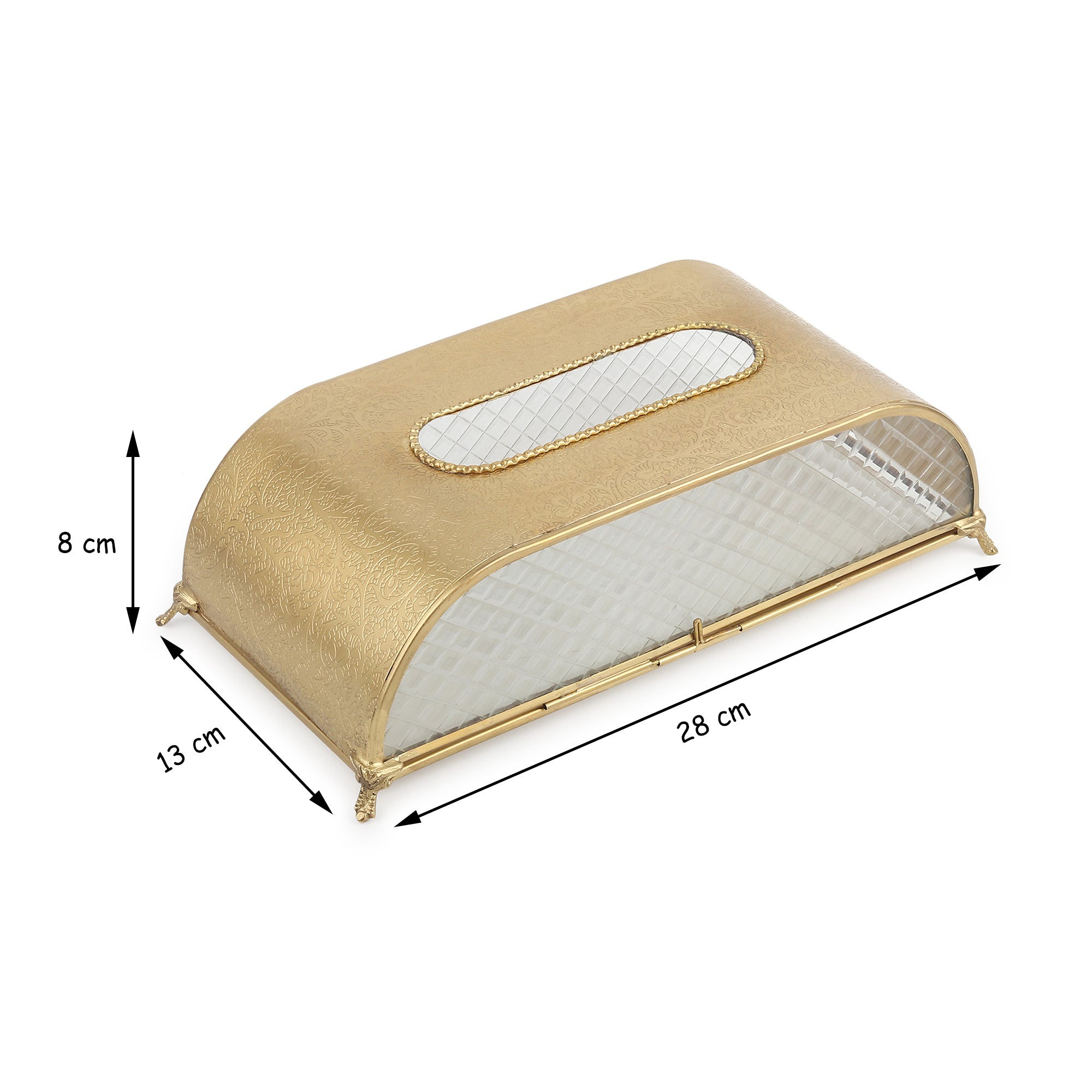 Sleek Slant Diamond Crystal Tissue Holder Gold
