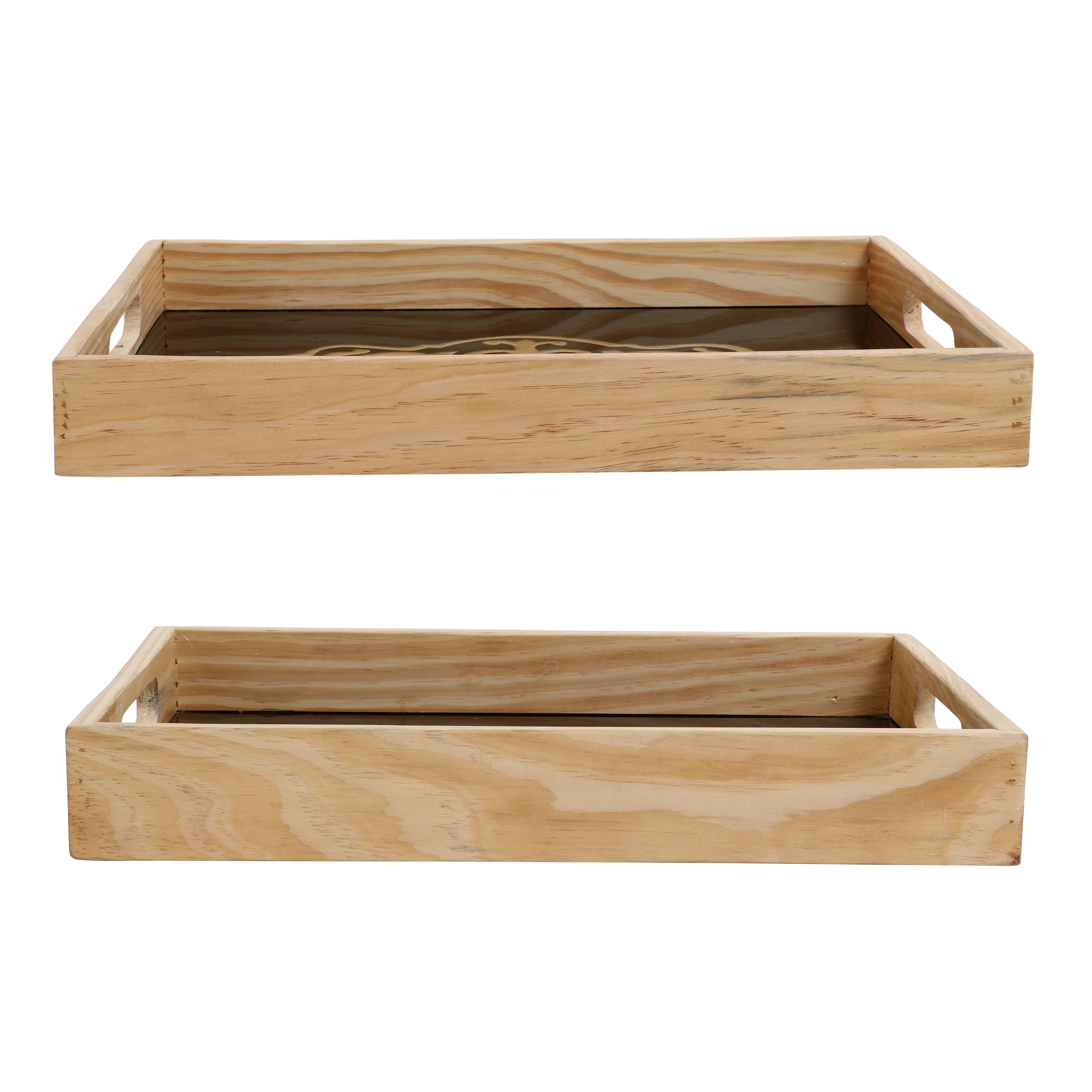 Zamora Embossed Glass Tray Set of 2