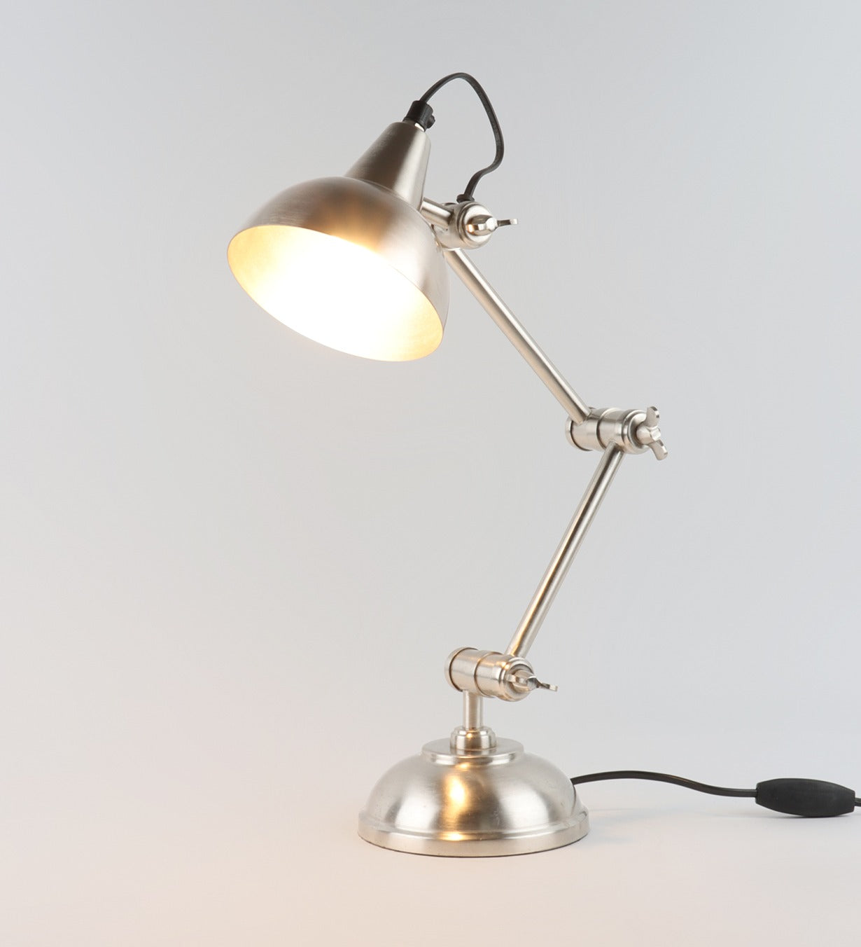 Shiny  Silver Poulsen Pharmacy Triple Adjustable Study Lamp