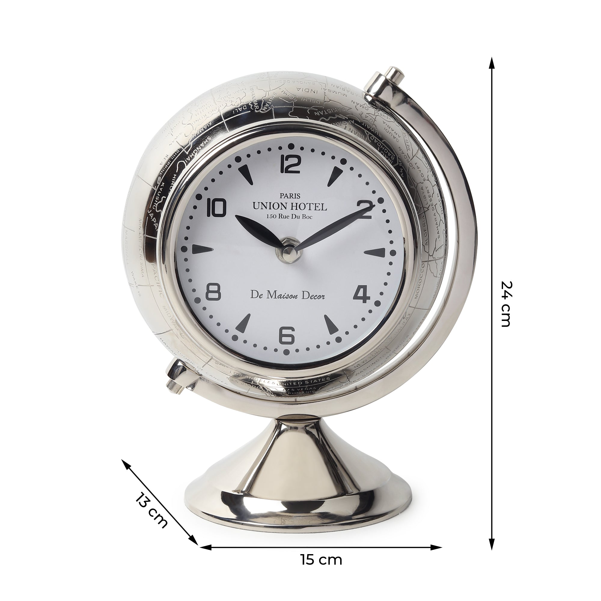 The Etched World Table Clock