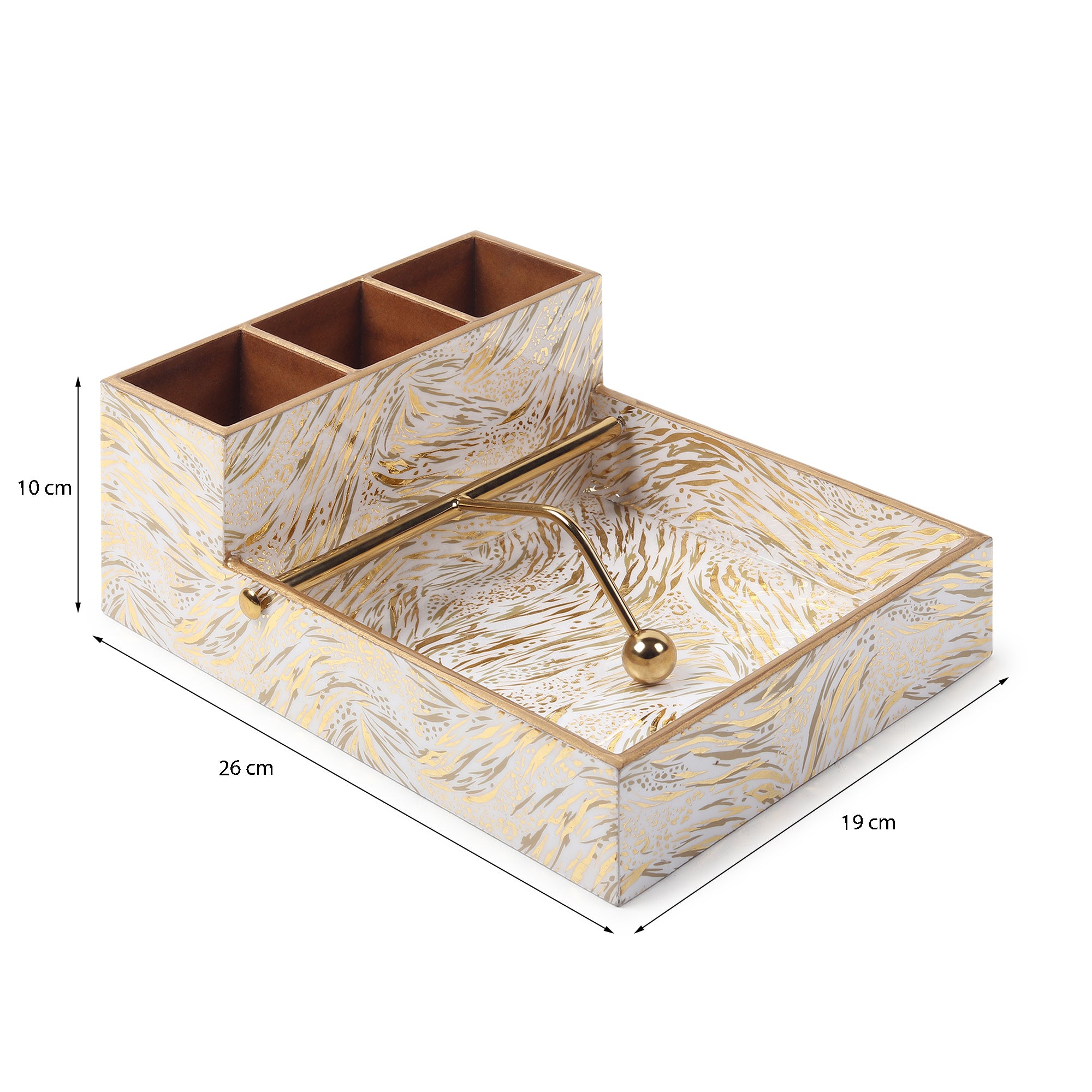 Zivra Gold Cutlery and Tissue Holder