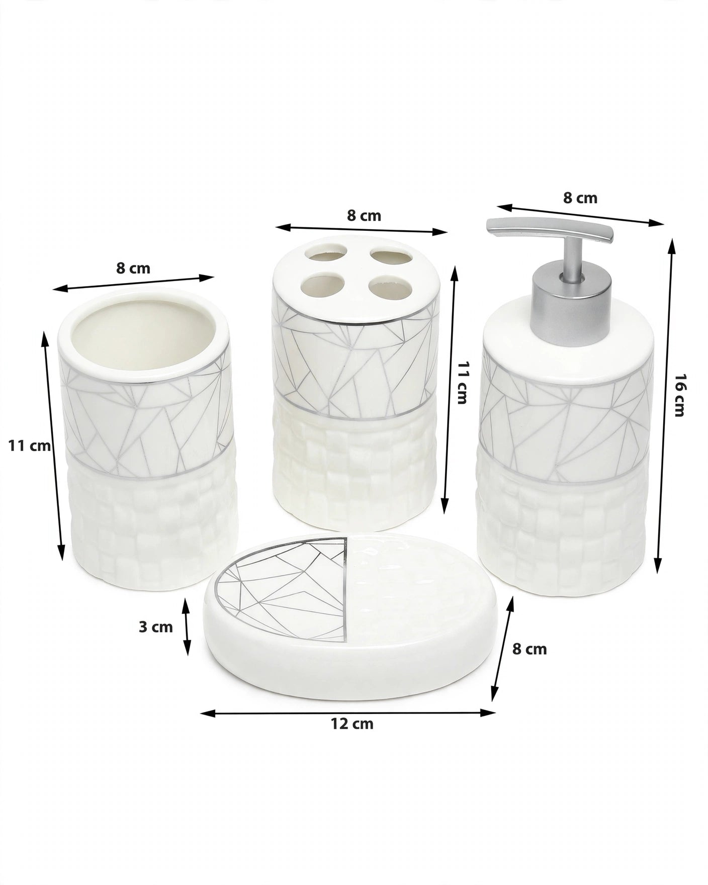 Gridelle Bathroom Set of 4 Silver