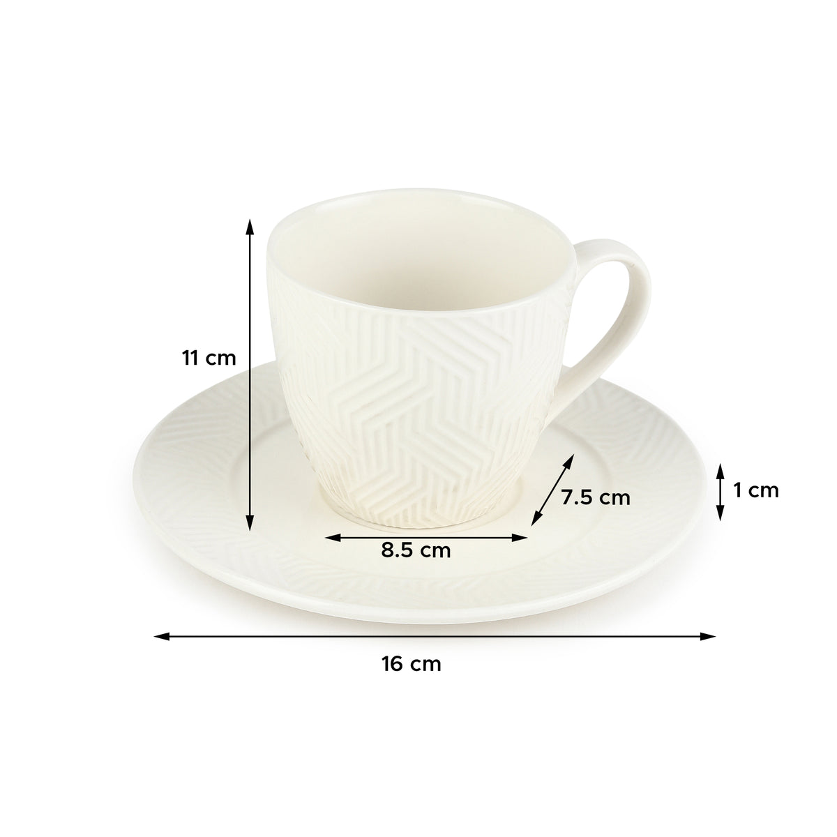 Chevron Cup & Saucer Set of 6