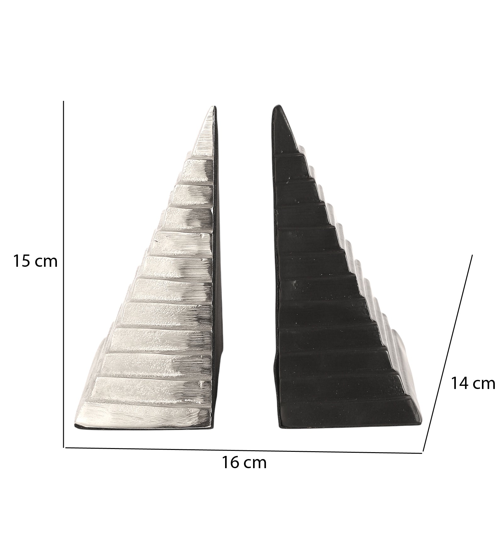 Pyramidon Bookend in Silver & Black