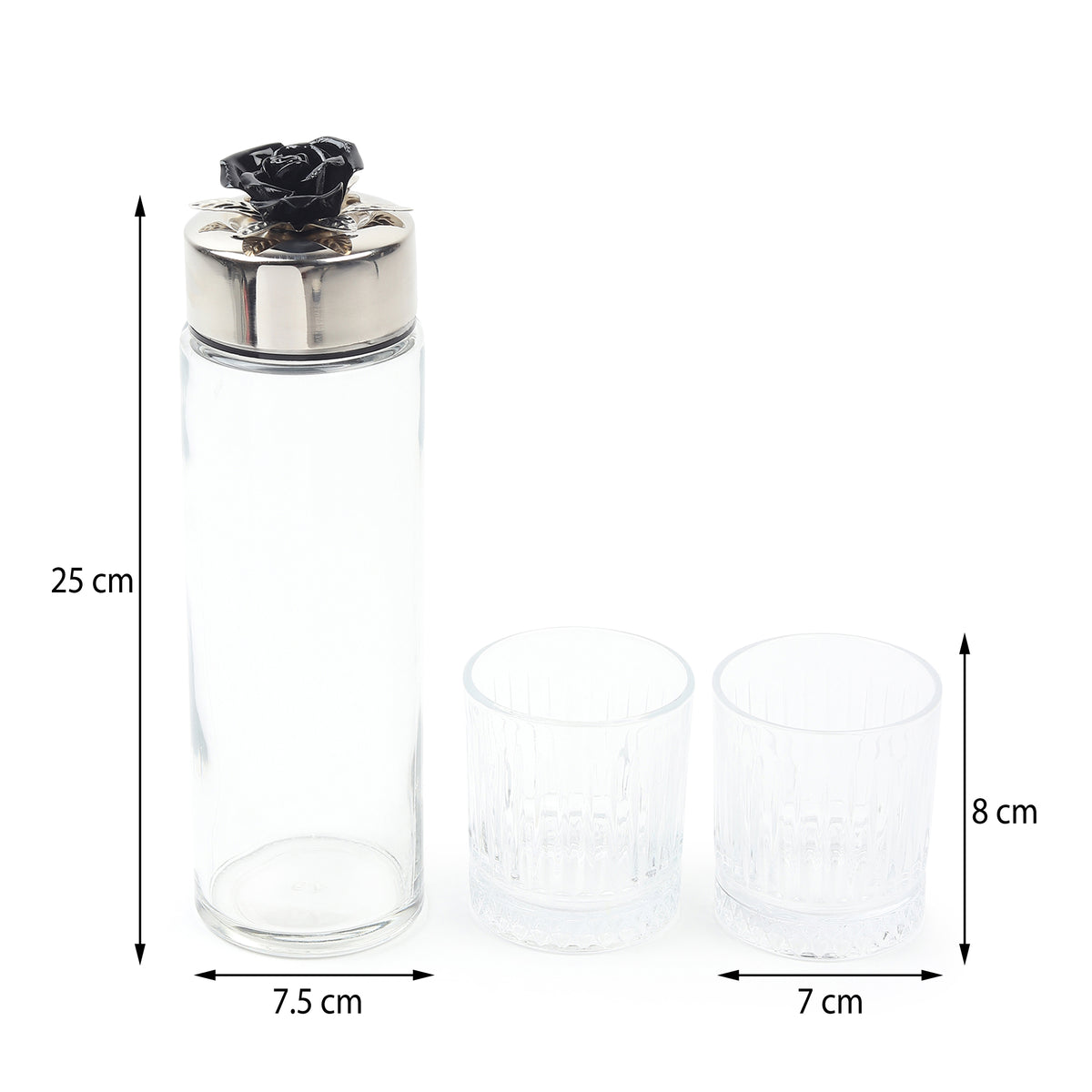 Petal Eclat Black Bottle & Glass Set