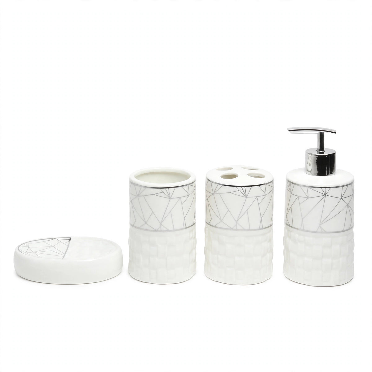 Gridelle Bathroom Set of 4 Silver