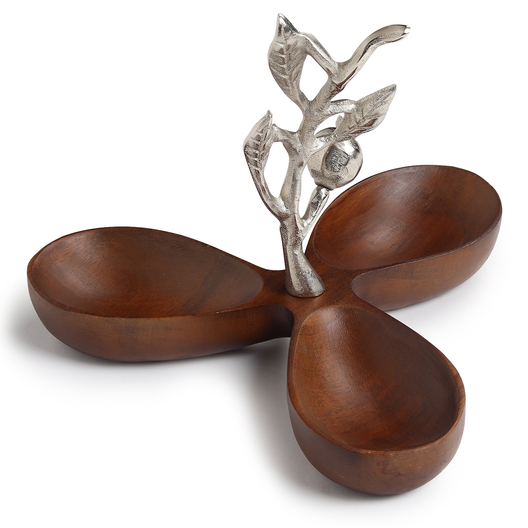 Pomegranate triple bowl Platter Silver