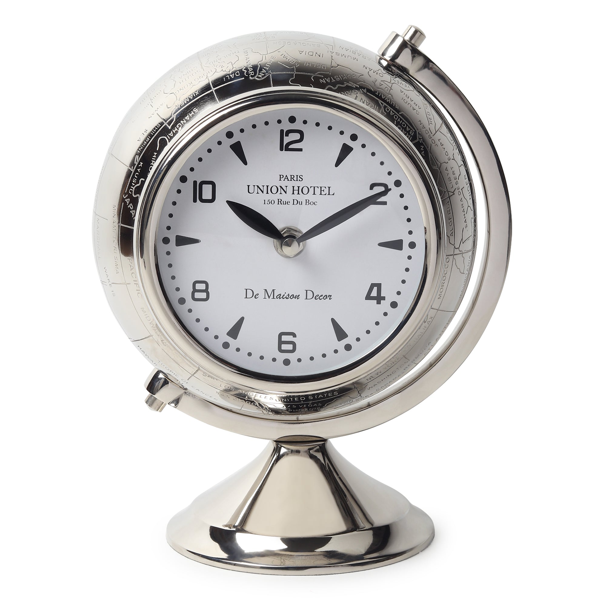 The Etched World Table Clock