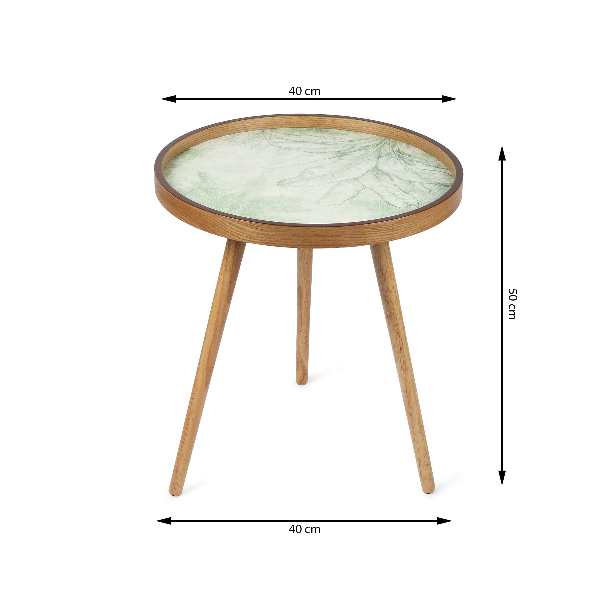Round Wooden Side Table Set of 2