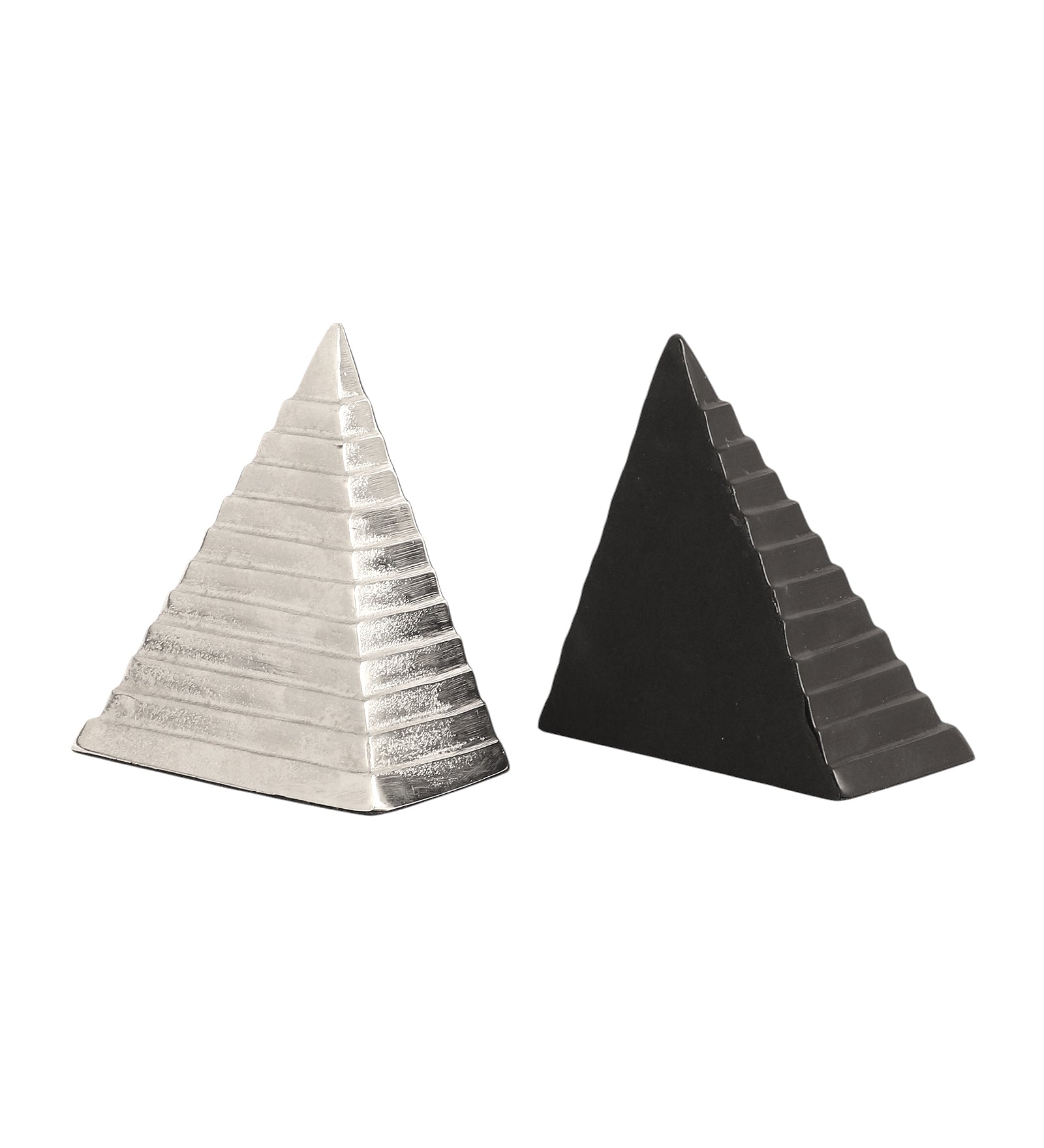 Pyramidon Bookend in Silver & Black
