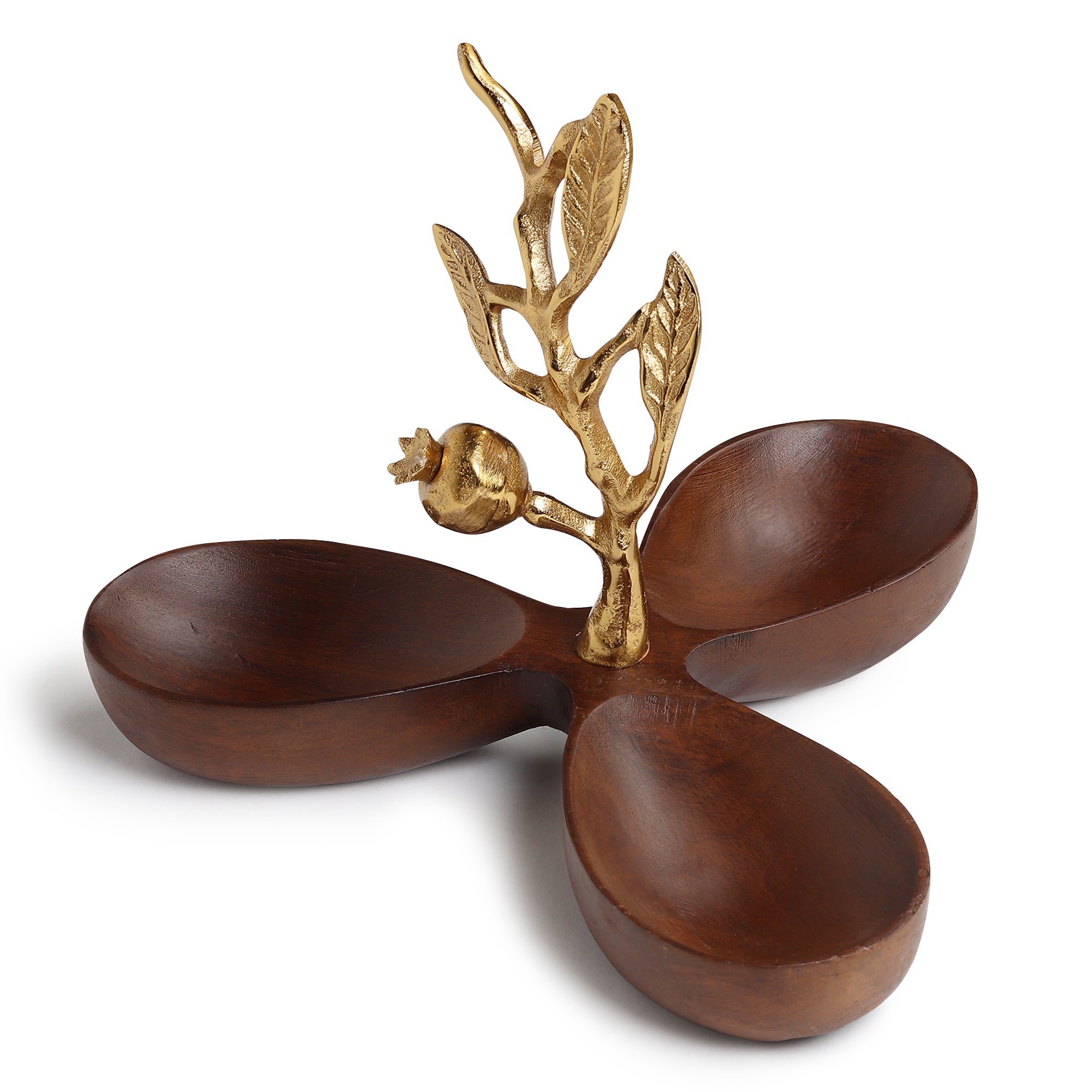 Pomegranate triple bowl Platter Gold