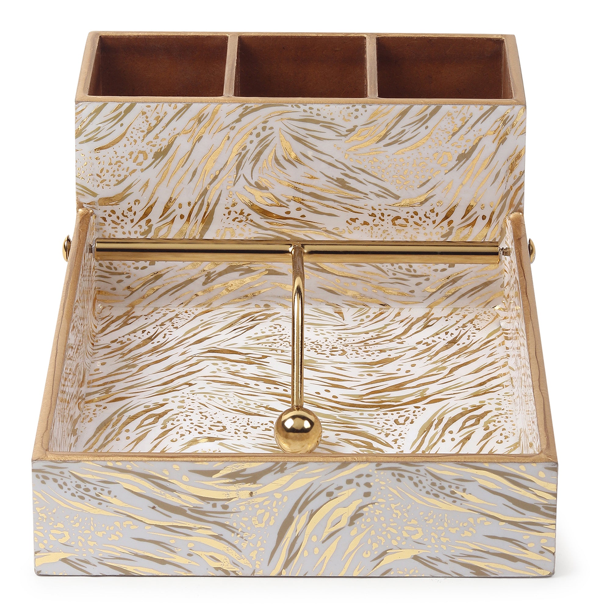 Zivra Gold Cutlery and Tissue Holder
