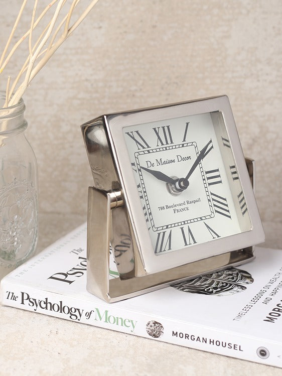 Time's Canvas - The Table Clock ( Medium ) In Silver