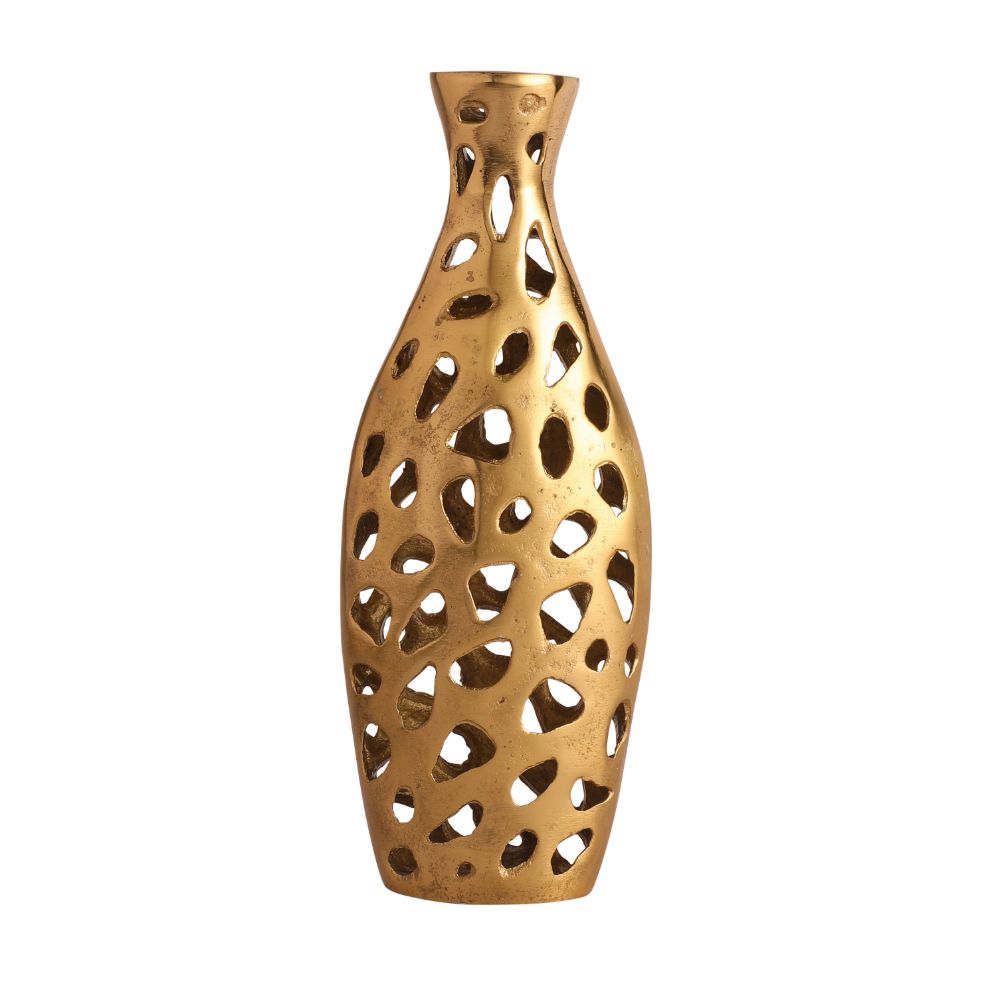 Sophia Floral Vase Medium In Raw Gold Finish