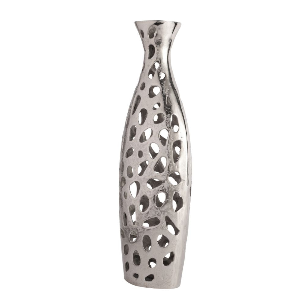 Sophia Floral Vase Large In Raw Silver Finish